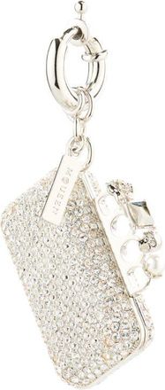 Alexander McQueen Micro Clutch Crystal Embellished Bag Charm in Shiny Silver/Pave at Nordstrom