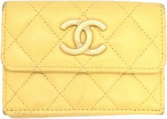 Chanel Yellow Grained Calfskin Wallet (Tri-Fold) (Pre-Owned)