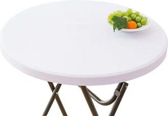 OEM Mantel Redondo El&aacute;stico: Ajustado, Impermeable Y Lavable Ideal Para Camping, Hosteler&iacute;a Y Uso Interior Y Exterior. - 120 Cm - Blanco