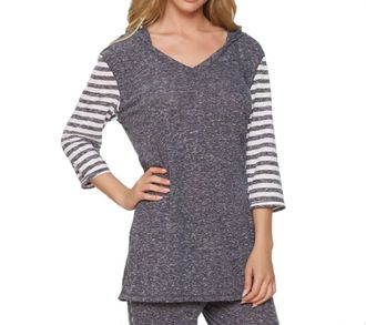 Felina Summer Vacation Tunic With Hoodie & Open Back In Black