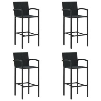 vidaXL Vidaxl - Taburetes De Cocina 4 Unidades Rat&aacute;n Sint&eacute;tico Negro