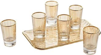 Barski Set Of 6 Shot Glasses With Tray