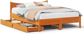 vidaXL Estructura Cama Con Cajones Madera Pino Marr&oacute;n Cera 120x200 Cm Vidaxl