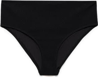 Mango Rib High Waist Bikini Bottoms in Black at Nordstrom Rack, Size 1 X