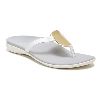 Vionic Raysa Patent Leather Womens Toe Post Sandals - White - Size:UK 4.5