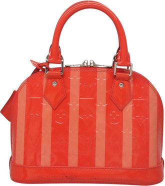Louis Vuitton Alma Handbag Limited Edition Monogram Vernis Rayures Red Patent_Leather Bag (Pre-Owned)