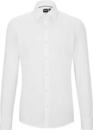 HUGO BOSS Mens P Hank Kent Long Sleeve Oxford Shirt in White - Size 2XS