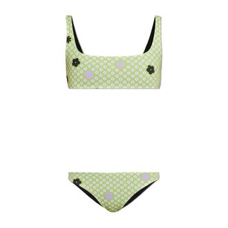 Maison Margiela Bikinis, female, Green, Size: XS Floral-print Bikini