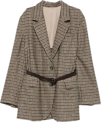 Brunello Cucinelli Jas - Dames - Blazers - Bruin - S - Leer - Jassen