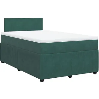 vidaXL Cama Box Spring Con Colch&oacute;n Terciopelo Verde Oscuro 120x200 Cm Vidaxl