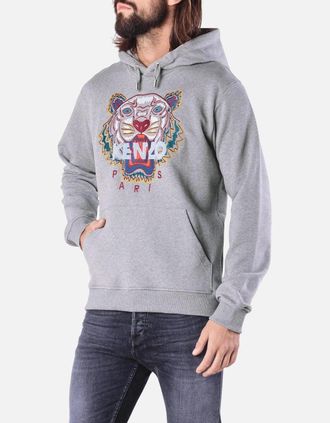 Kenzo Mens KENZO Mens Hoodie Classic Tiger Hoodie Pullover Jumper Winter Long Sleeve Grey - Size: 36