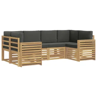 vidaXL Set Di Divani Da Esterno 6 Pz Bianco E Antracite Poliestere Vidaxl