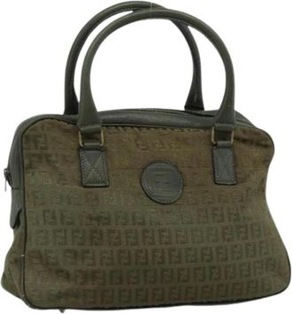 Fendi Pre-owned Zucchino Canvas Hand Bag - Dames - Vintage Handtas - Groen - ONE Size - Leer - Vintage