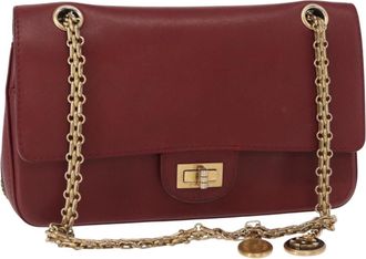 Chanel Nude Reissue 2.55 Flap Bag Calfskin Red Leather Handbag (Pre-Owned)