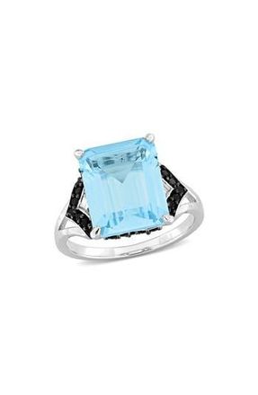 Delmar Sterling Silver Sky Blue Topaz & Black Sapphire Ring at Nordstrom Rack, Size 7