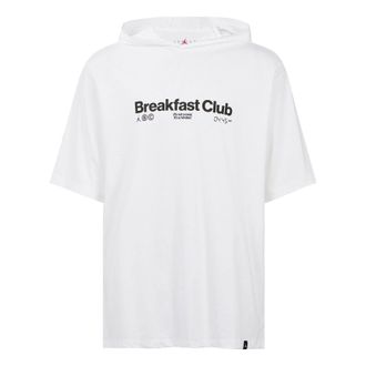 Nike Mens Nike Alphabet Printing Hooded Pullover Short Sleeve White T-Shirt DQ7383-100