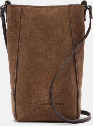 Brunello Cucinelli Duo Mini Monili suede phone pouch