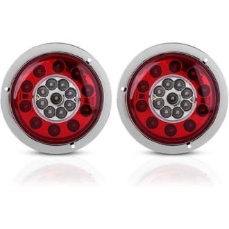 OEM Unidades, 12v-24v Cc, Par De Luces Led Redondas De 4,3 Pulgadas Con 19 Led, Para Cami&oacute;n, Remolque, Freno, Intermitente Y Luz Trasera, Con Anillo Croma
