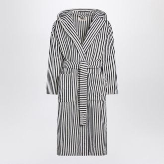 Tekla White And Black Striped Bathrobe