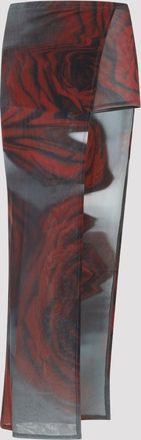 Jean Paul Gaultier Gonna longuette asimmetrica con rose sfocate di Jean Paul Gaultier