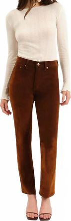 Daze Smarty High Rise Slim Straight Pants In Cognac