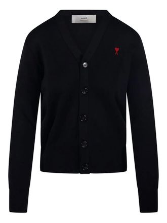 Ami Ami De Coeur-logo embroidered cardigan - women - Wool - M - Black