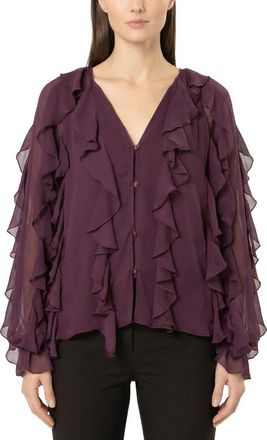 Area Stars Flyn Ruffle Blouse in Purple at Nordstrom, Size X-Small L