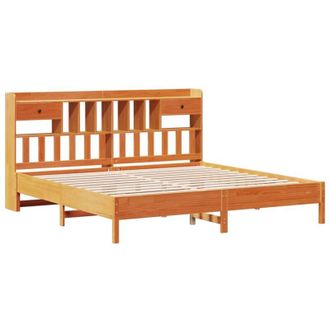 vidaXL Bookcase Bed without Mattress Wax Brown 200x200 cm Solid Wood Pine Vidaxl