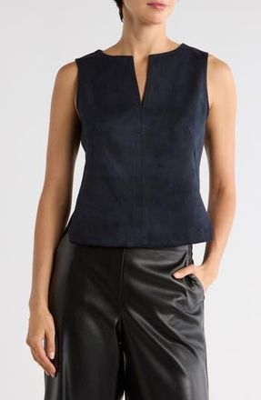Max Studio Sleeveless Faux Suede Top in Dark Navy at Nordstrom Rack, Size X-Large
