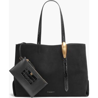 DKNY Georgette Suede Tote in Black/gold at Nordstrom, Size X-Large
