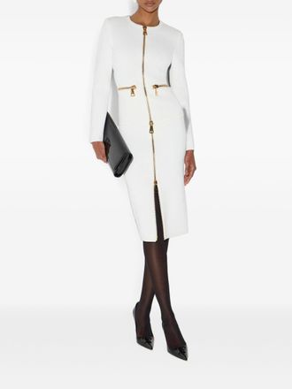 Elisabetta Franchi Pencil Midi with Two-Way Zip Skirt - White