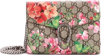 Gucci Dionysus Chain Wallet Blooms Print GG Coated Canvas Small crossbody bag - Bruin
