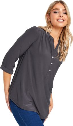 M&Co Womens Half Placket Jersey Shirt - Womens Grey