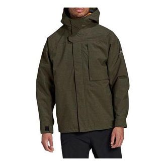adidas Mens adidas Terrex Outdoor Stay Warm 3 In 1 Hooded Jacket Green GE9895