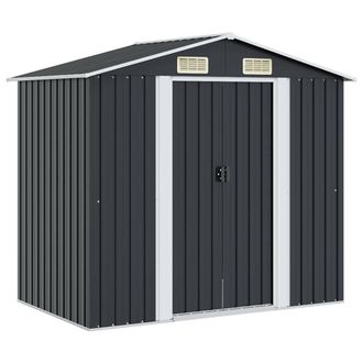 Berkfield Home Garden Storage Shed Anthracite Steel 204x132x186 cm in Charcoal | Size: 204 x 132 x 186 cm