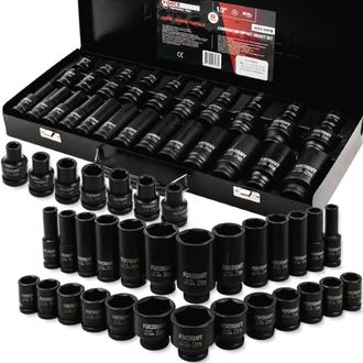 OEM Forcekraft Juego De Llaves De Vaso De Impacto 33 Piezas 1/2 + Estuche
