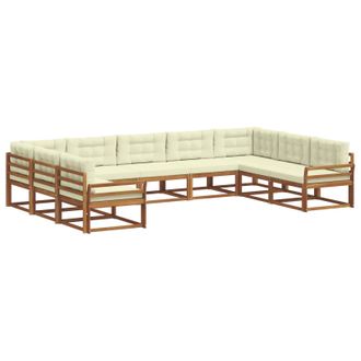 vidaXL Conjunto De Sof&aacute;s De Exterior 9 Uds. Natural Y Crema Vidaxl