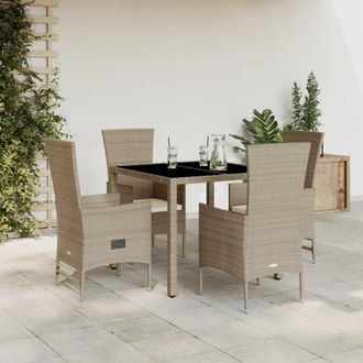 vidaXL Set Comedor De Jard&iacute;n 5 Pzas Con Cojines Rat&aacute;n Sint&eacute;tico Beige Vidaxl