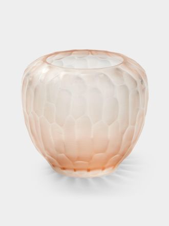 Micheluzzi Glass Goccia Rose Bamboo Hand-Blown Murano Glass Vase (8in/20cm)