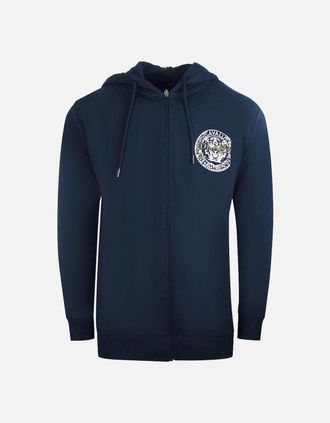 Roberto Cavalli Mens Cavalli Class Large Circle Design Navy Blue Zip-Up Hoodie - Size: 42