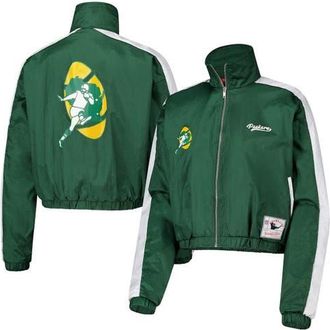 Mitchell & Ness Womens Mitchell & Ness Green Green Bay Packers Nylon Cropped Full-Zip Jacket at Nordstrom, Size Xx-Large