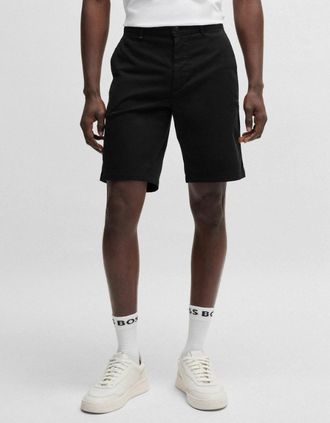 HUGO BOSS Mens BOSS Orange Mens Slim Fit Chino Shorts in Stretch Cotton Twill - Black 001 - Size: 40/32