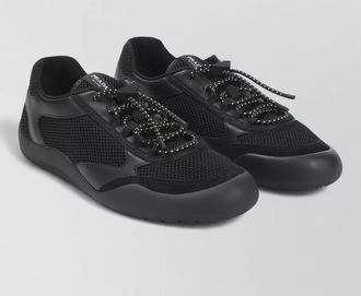 Prada lace up mesh sneakers round toe rubber