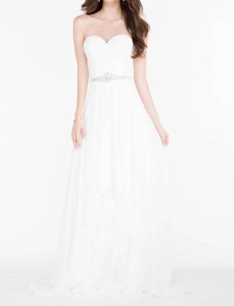 Alyce Paris Strapless Chiffon Flowy Gown In White