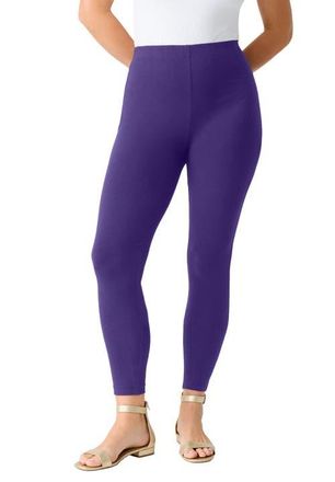 Roaman's Plus Size Essential Stretch Ankle Length Pull-On Legging in Midnight Violet at Nordstrom, Size 6X