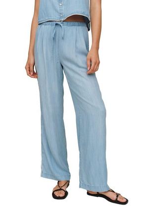 Bella Dahl Scallop Trim Wide Leg Chambray Pants in Ombre Mist Wash at Nordstrom, Size X-Small