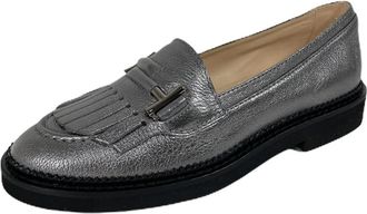 Tod's Zilveren leren instapper met zware rubberen zool - Dames - Loafers - Grijs - 36 EU - Schoenen