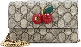 Gucci Cherries Wallet on Chain GG Coated Canvas Mini crossbody bag - Bruin
