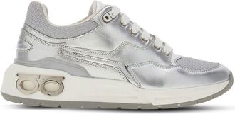 Ferragamo leather sneakers - women - CALFSKIN/Rubber/Fabric/Fabric - 8.5 - Silver