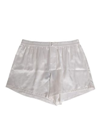 Dolce & Gabbana White Silk Satin Elastic Men Boxer Short Mens Swimwear